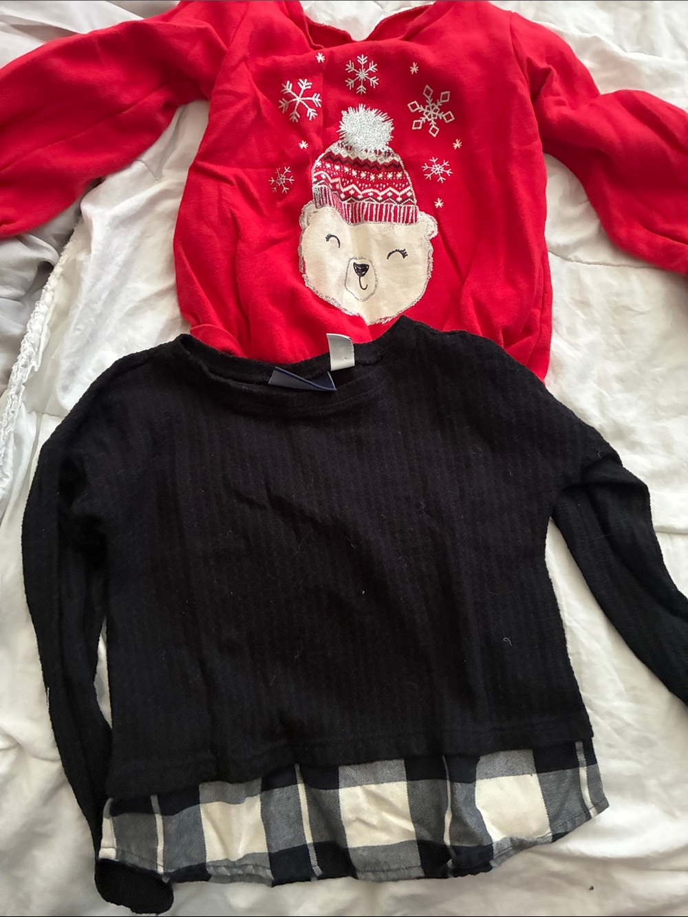 Kids Black Layered-Look Long Sleeve Top - Black
